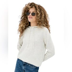 Banana Republic Merino Wool Blend Hoodie Sweater Light Grey NWT Size Medium